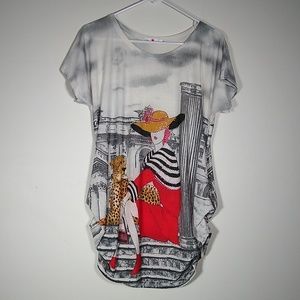 Cosmopolitan fashion woman leopard sparkle tunic top